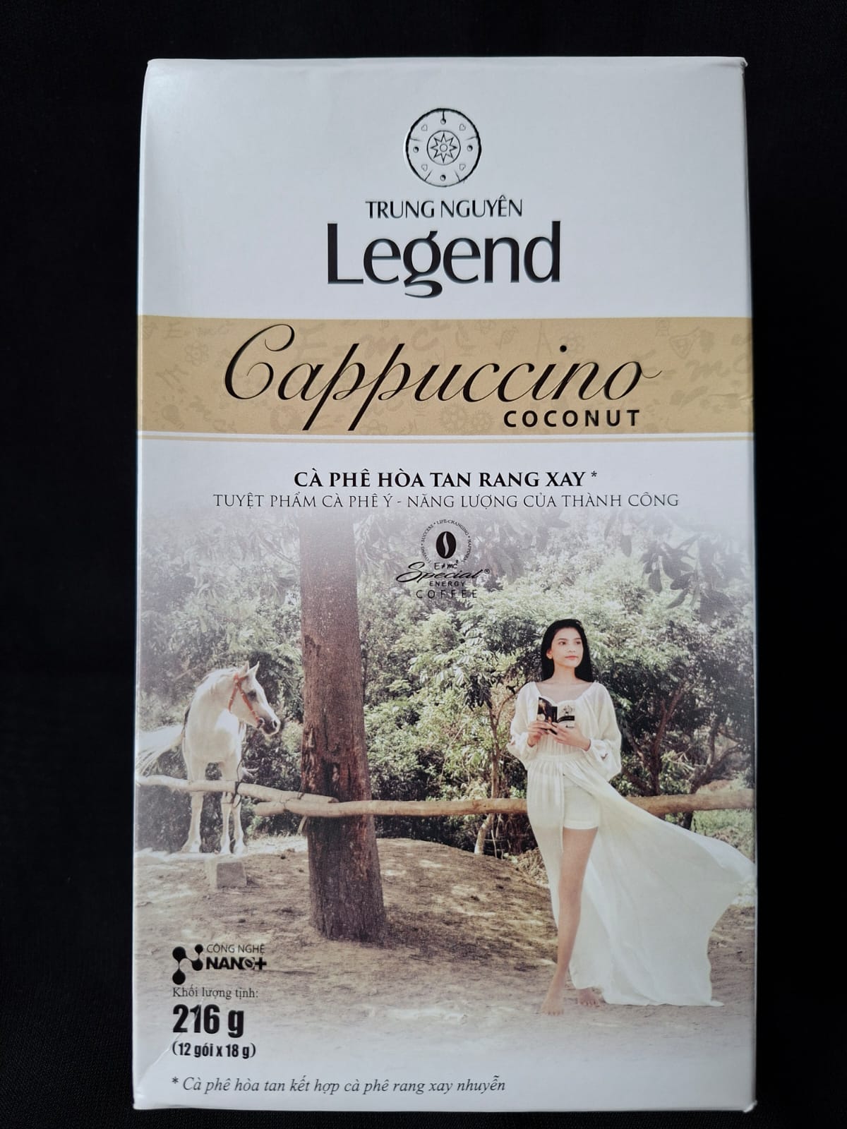 Trung Nguyen Legend Cappuccino Coconut 3in1 - 1 box (12 sachets x 18g) 216gr kopi sachet instant capucino premium vietnam